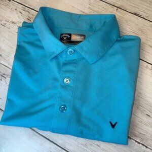 Callaway Opti Dri Adult Mens L Aqua Blue Short Sleeve Polo Golf Shirt